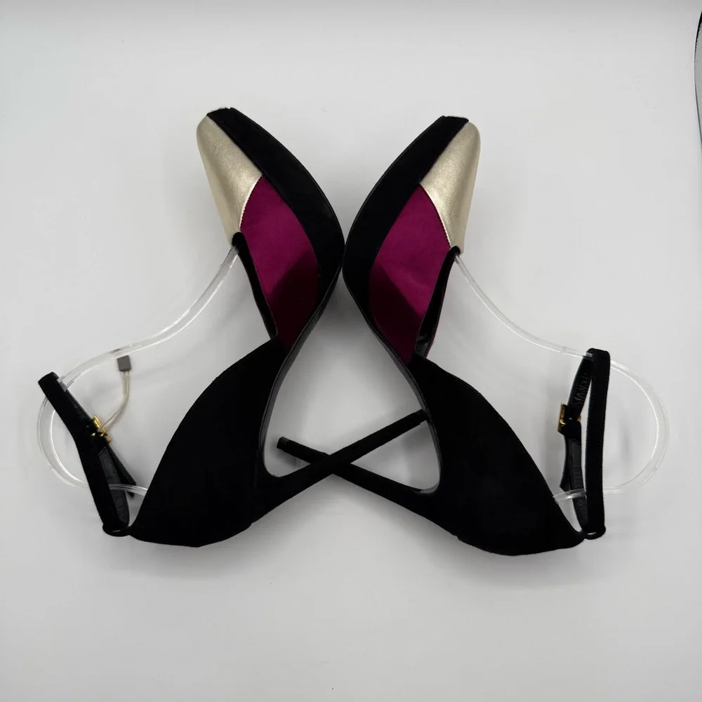 Gianni Marra Bold Color-block With Ankle Strap Stiletto Pointy Toe Platform - Picture 11 of 17